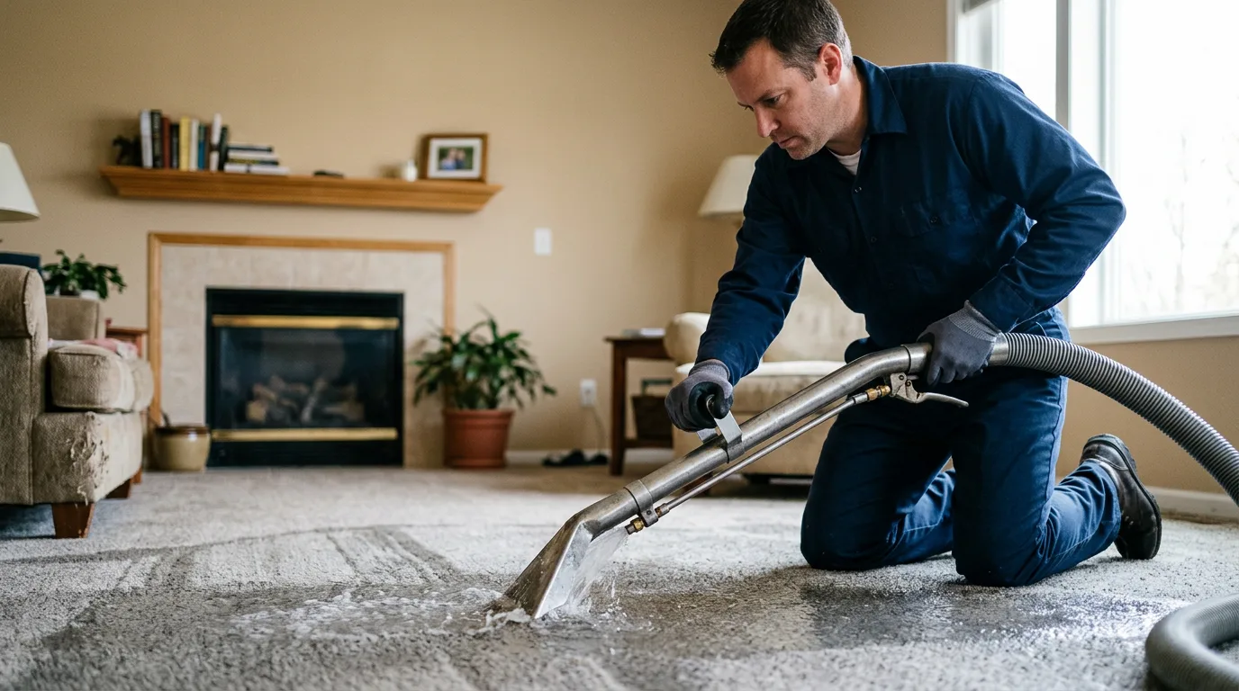 Water damage restoration technician working near Waterflow, NM